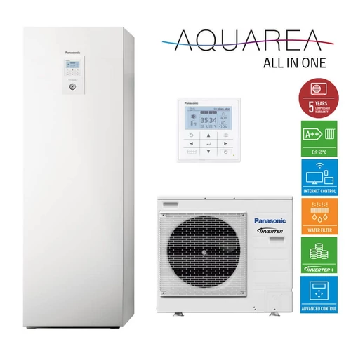 Panasonic AQUAREA  KIT-ADC09HE5  9 kW hőszivattyú all in one osztott kivitelű levegő-víz 200 liter HMV tartály 